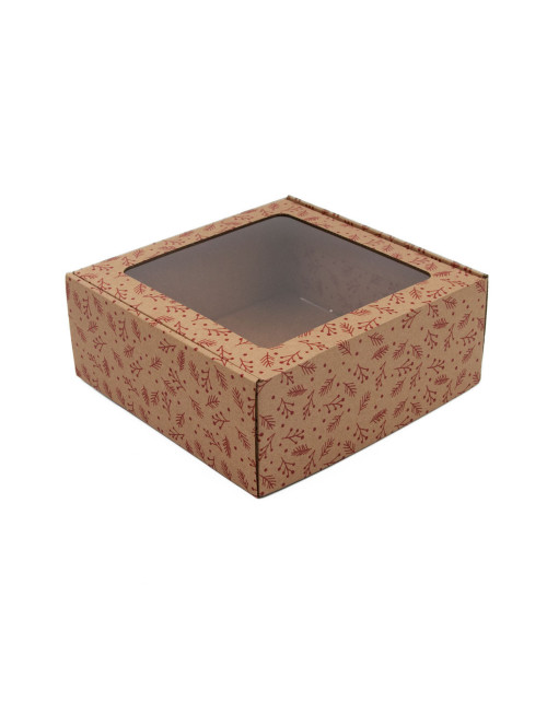 Ruda padažų indelių dėžutė su langeliu RAUDONOS UOGOS