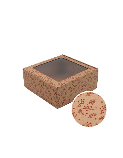 Ruda padažų indelių dėžutė su langeliu RAUDONOS UOGOS