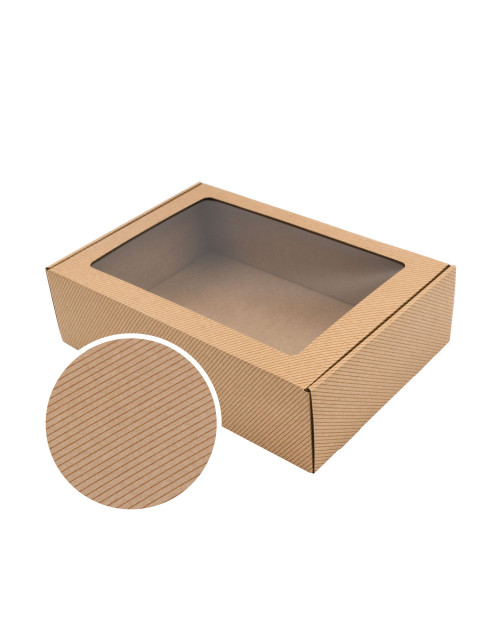 Ruda A4 formato dėžutė su PVC langeliu ir rudomis LINIJOMIS