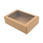 Brown A4 Size Gift Box with Window and Brown Stripes