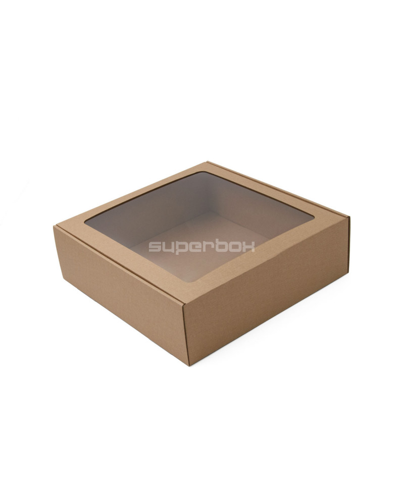Brown Box with Window, Height of 9 cm