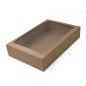 Large Brown Square Box with Clear Window on the Lid, Height of 9 cm