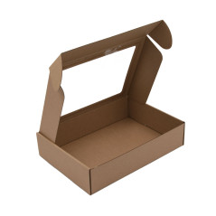 Brown Box with PVC Window, Height of 7 cm