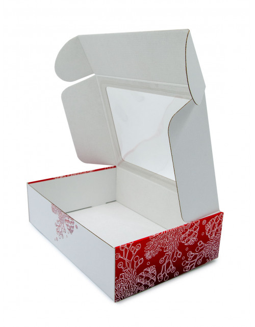Kalėdinė dėžė su matinės raudonos spalvos kankorėžiais A4