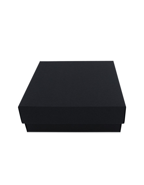 Tvirta juoda kvadratinė 8 cm aukščio dėžutė su dangčiu