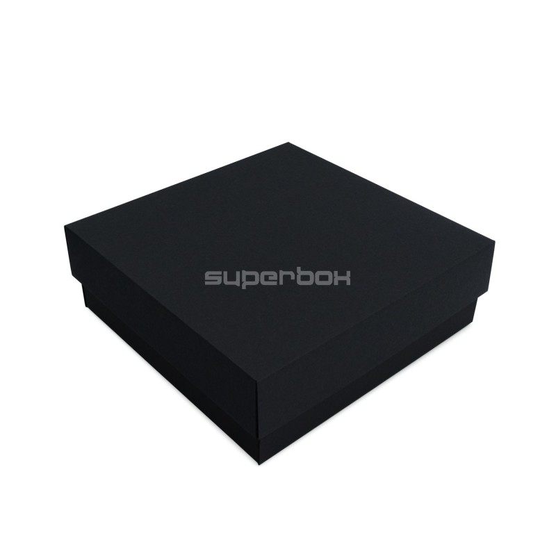 Sturdy Black Square Gift Box of Height 8 cm with a Lid