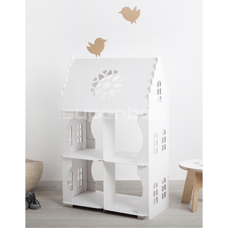 Corrugated Cardboard Doll Playhouse with Attic