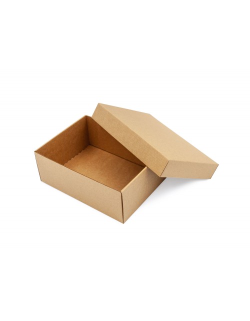 Ruda dviejų dalių stačiakampė dovanų dėžutė iš mikrogofros