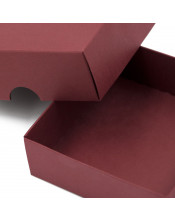 Dviejų dalių maža kvadratinė bordo spalvos dovanų dėžutė