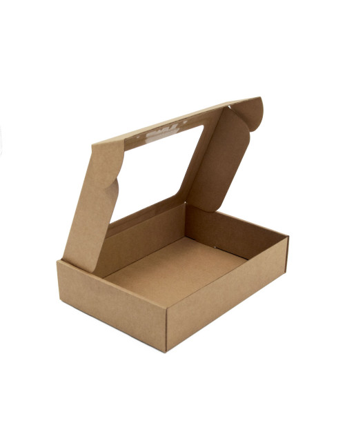 Brown Rectangular Gift Box of 5 cm Height with Window for Cute Gift Packaging