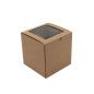 Brown Cube Gift Box with Clear Window on the Lid