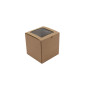 Brown Cube Gift Box with Clear Window on the Lid