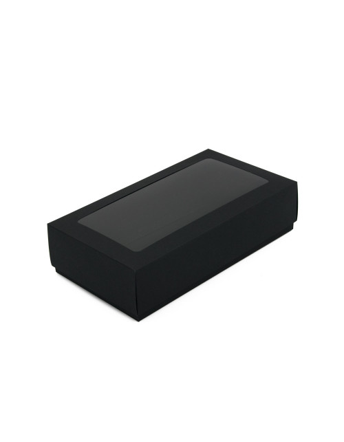 Musta värvi kaheosaline kinkekarp makroonide jaoks
