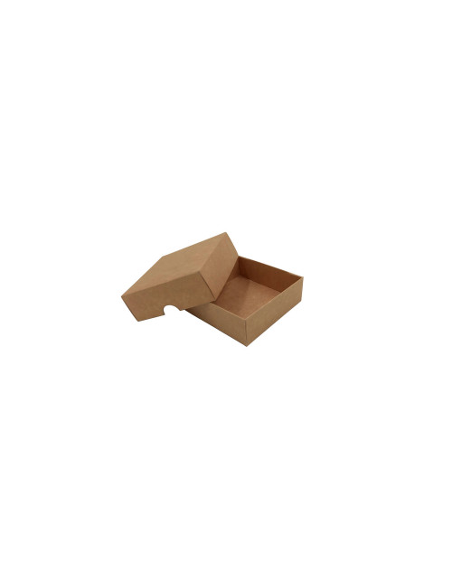 Dviejų dalių maža kvadratinė rudo kartono dovanų dėžutė