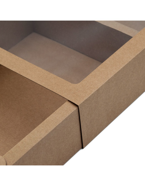Элегантная выдвижная подарочная коробка-слайдер коричневого цвета