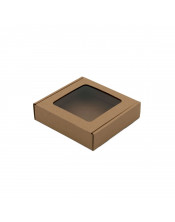 Ruda plokščia kvadratinė dėžutė 3 cm gylio su langeliu
