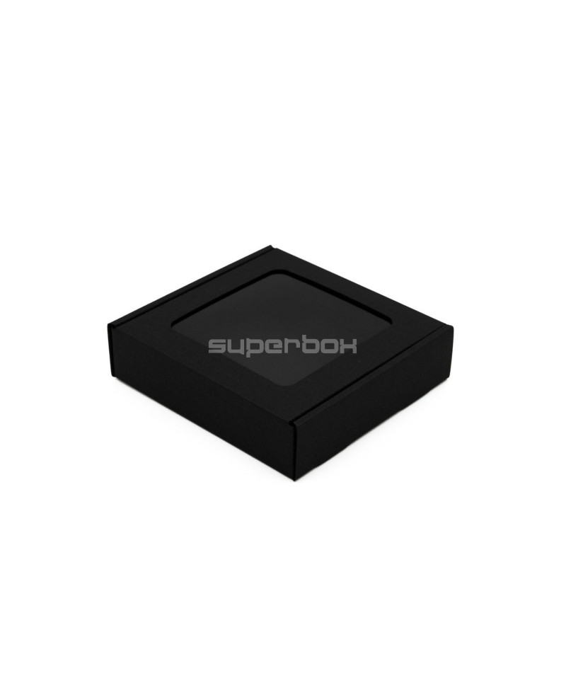 Black Low Height Square Mini Box with Window for Small Items