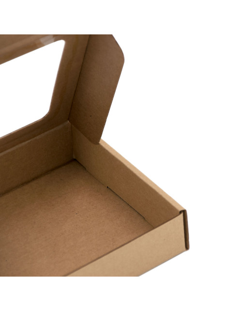 Brown Low Height Square Box Depth of 3 cm with Clear Window for Small Items