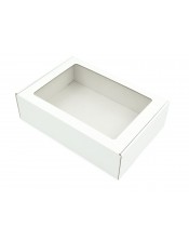 Balta dāvanu kastīte ar caurspīdīgu lodziņu, A4 izmērā