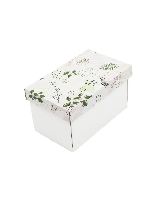 Balta gili dovanų dėžutė su dangteliu, LAPŲ LIETUS dizainas