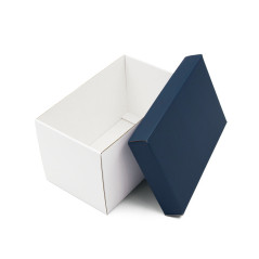 White Very Deep Cardboard Box with Blue Lid