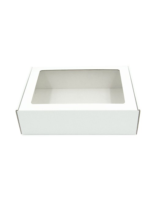 Balta dāvanu kastīte ar caurspīdīgu lodziņu, A4 izmērā