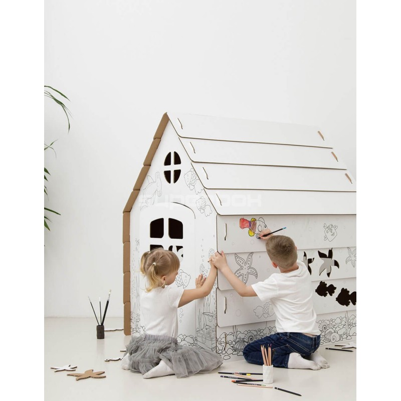 Big Cardboard Colored House for Kids Indoor Superbox