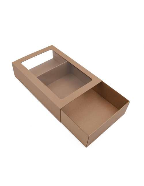 Brown Universal Size Sleeve Pull-out Gift Box with Window