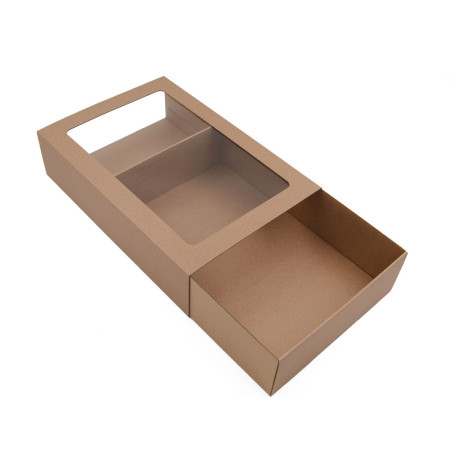 Brown Universal Size Sleeve Pull-out Gift Box with Window