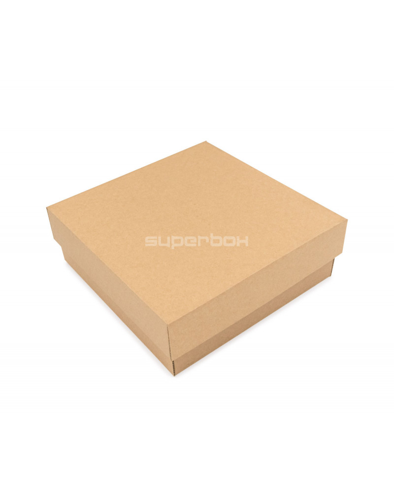 Sturdy brown square box 8 cm high with a lid