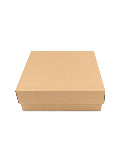 Sturdy brown square box 8 cm high with a lid