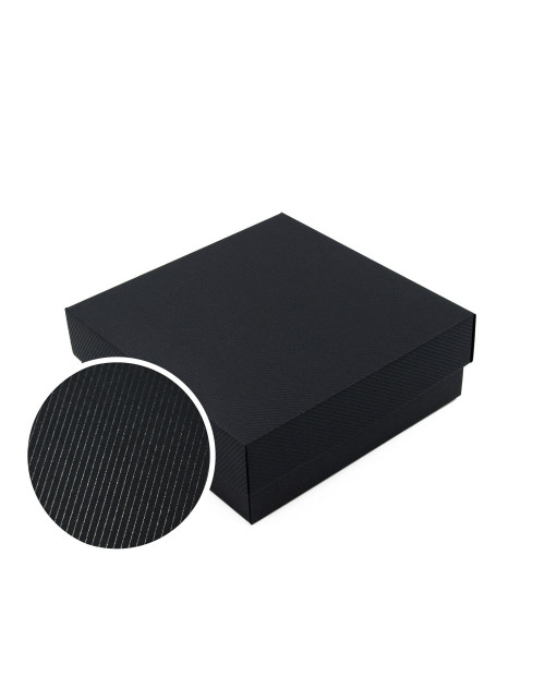 Black Square Gift Box of Height 8 cm with a Lid and Lines