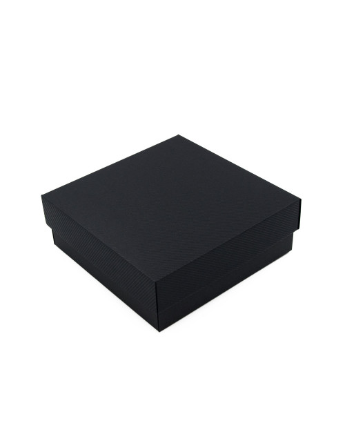 Black Square Gift Box of Height 8 cm with a Lid and Lines