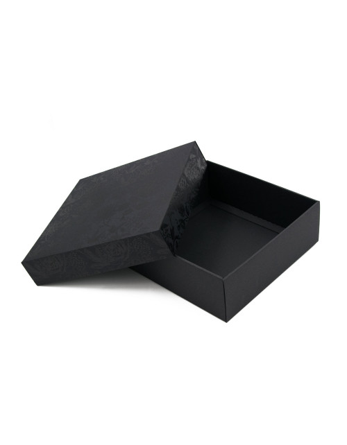 Black Square Gift Box of Height 8 cm with a Lid ROSES