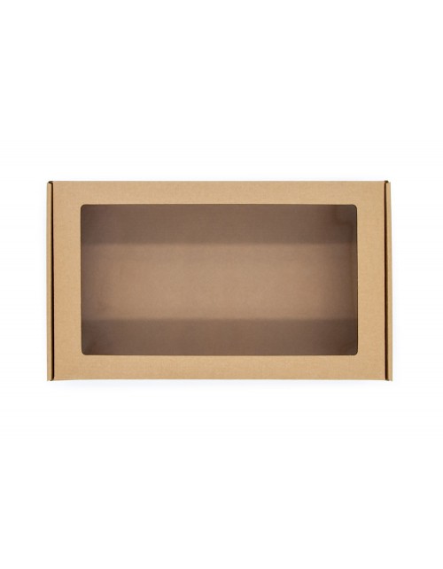 Extended Brown Gift Box with Clear Window for Taller Beverages Boxes Packaging