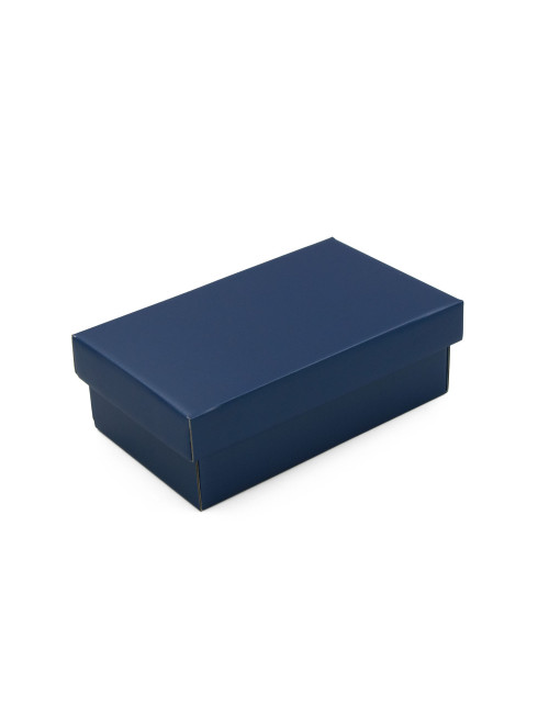 Metalizuotos mėlynos spalvos dovanų dėžutė su dangteliu