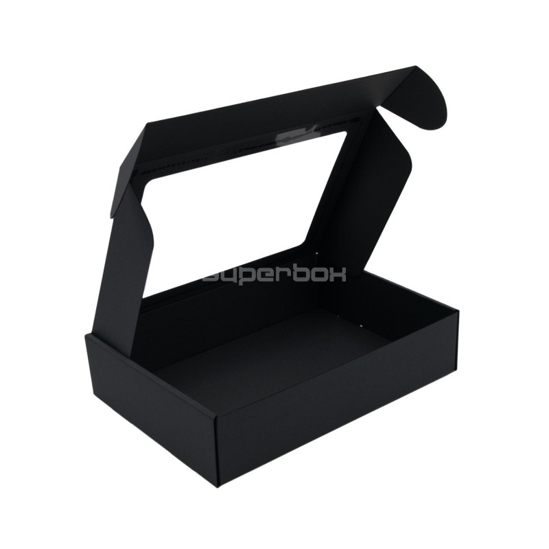 Black Easy to Assemble Box with PVC Window, Height of 7 cm