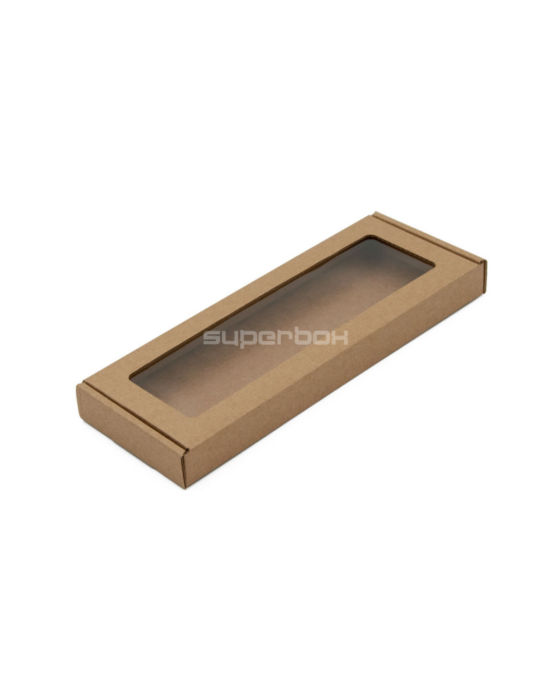Low Height Oblong Brown Box with PVC Window