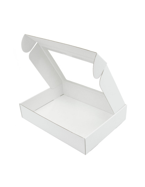 Balta dāvanu kastīte ar caurspīdīgu logu pledam