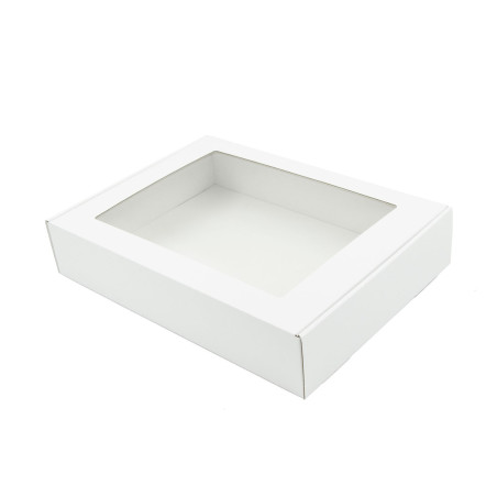 White Gift Box with Transparent Window for Plaid