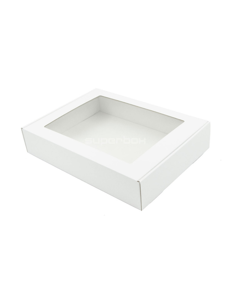 White Gift Box with Transparent Window for Plaid