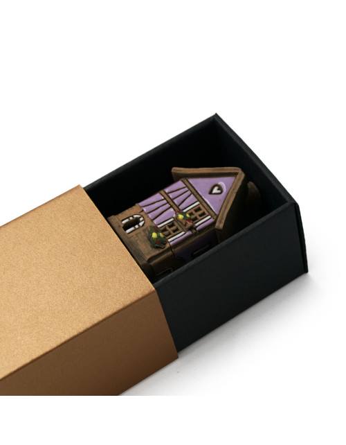 Two-piece small box for souvenirs with a bronze sleeve