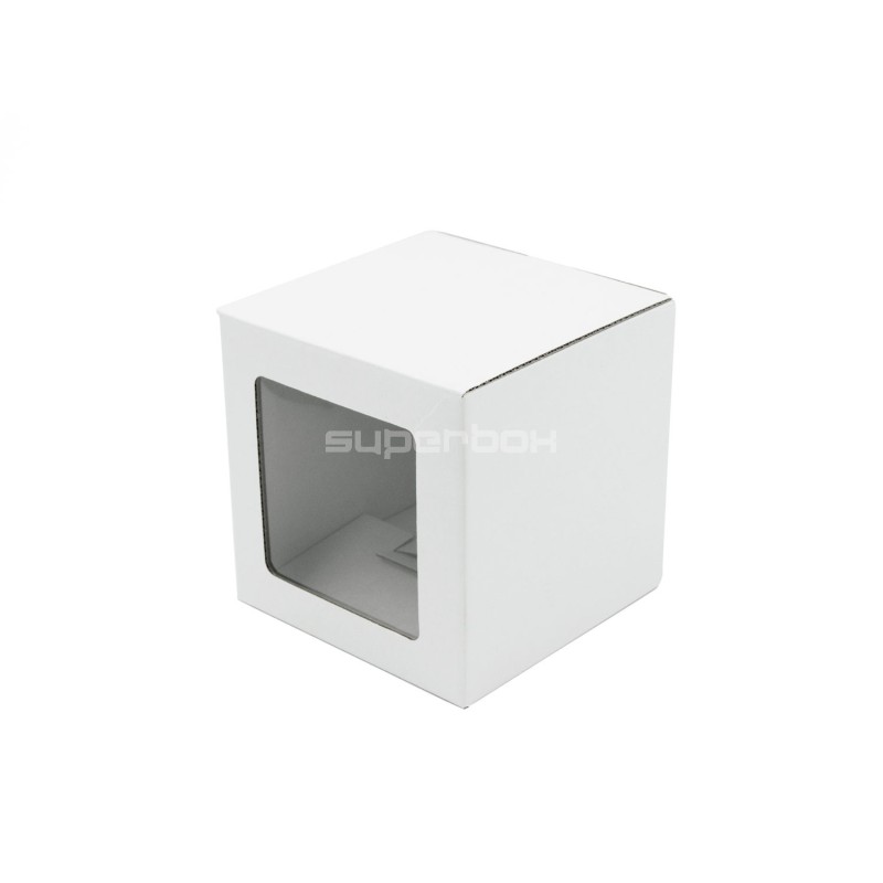 White Cube Gift Box with Clear Window for Packing Candle