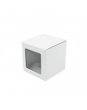 White Cube Gift Box with Clear Window for Packing Candle