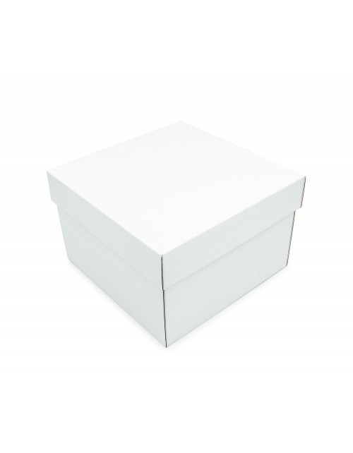 Kvadratinė balta gili vidutinio dydžio dviejų dalių dėžutė