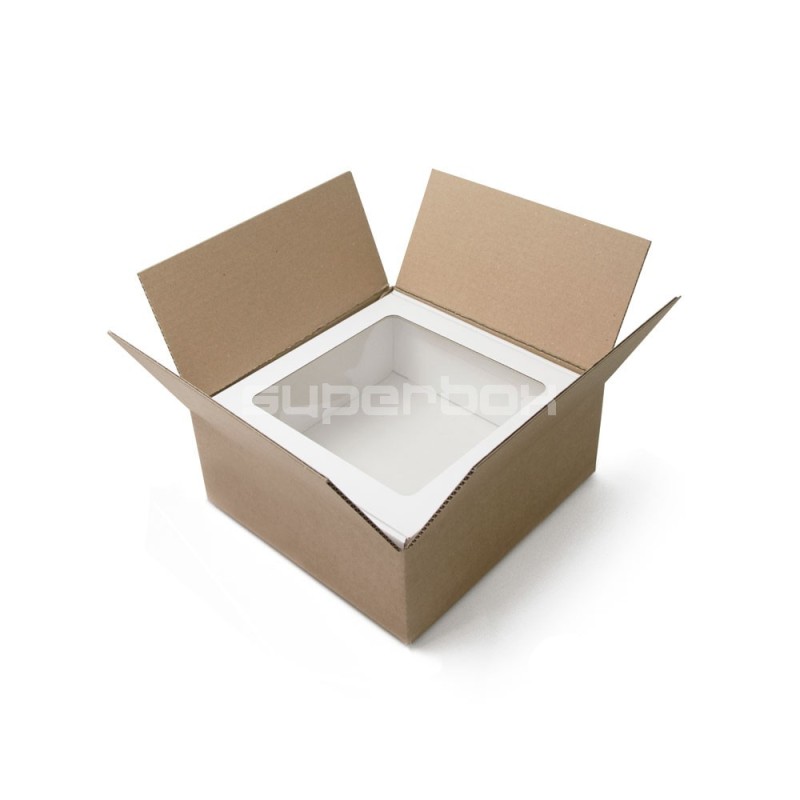 Brown Large Square Gift Box with Clear Window