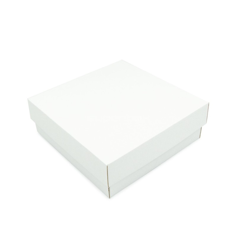 White Square Medium Size Gift Box of Height 8 cm with a Lid