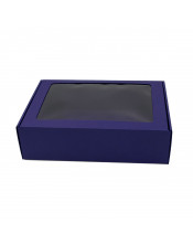 Zila A4 izmēra Premium dāvanu kastīte ar logu