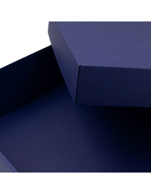 Didelė mėlynos spalvos kvadratinė dovanų dėžė, 10 cm aukščio