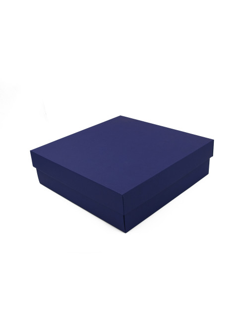 Liela, zila kvadrātveida dāvanu kaste ar augstumu 10 cm